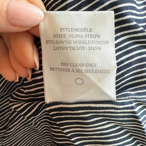 Theory stripped Silk Blouse Button-down Top, Petite XS - Picture 9 of 9